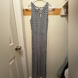Early 2000s Banana Republic Black and White Geometric Maxi Dress